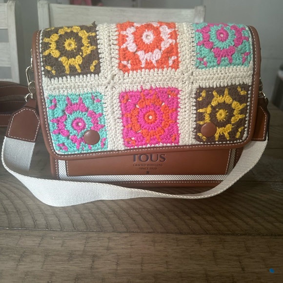 Medium Audree TOUS Crochet Crossbody Bag with Colorful Crochet Flap - Picture 6 of 8